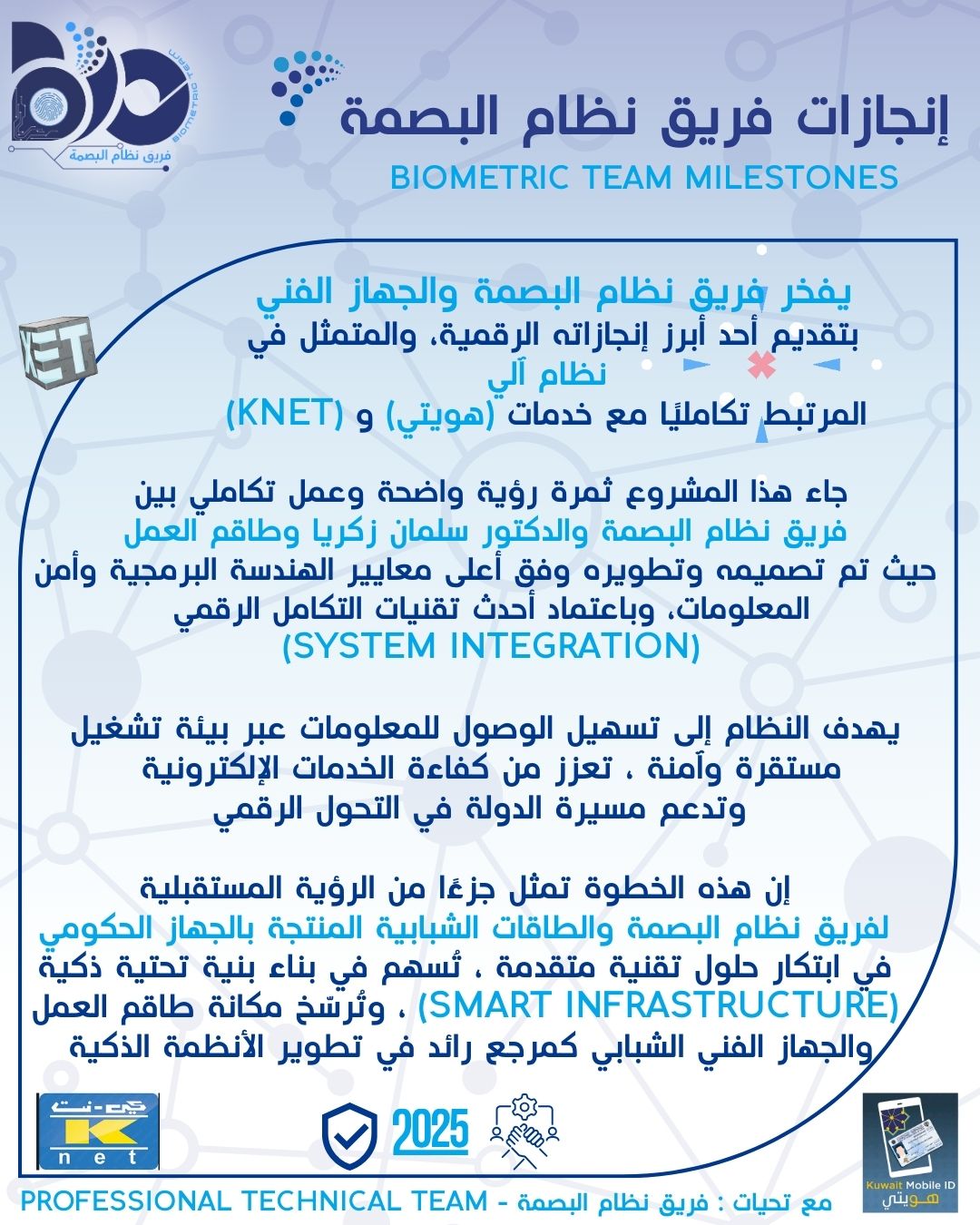 إنجازات فريق نظام البصمة 